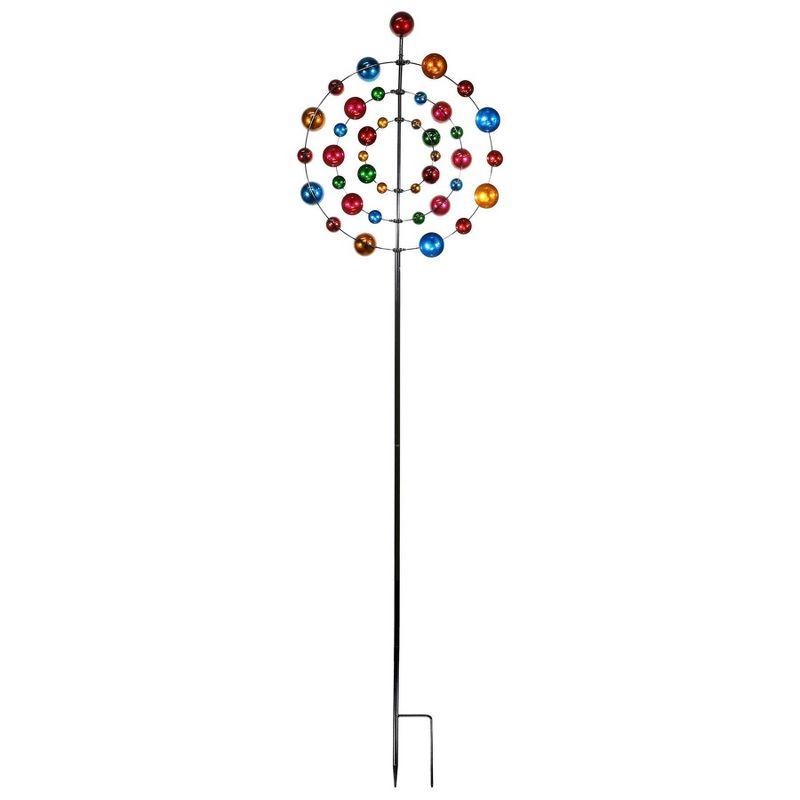 89" Multi-Color Iron Kaleidoscopic Kinetic Garden Stake