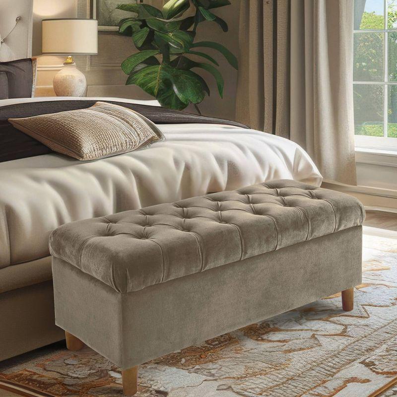 HomePop Velvet Upholstered Storage Bench