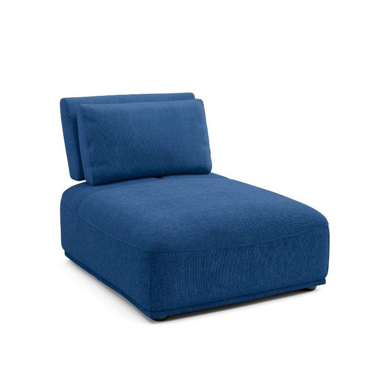 HOMES: Inside + Out Povoa Modern Modular Armless Chair Chenille with Extendable Backrest Blue