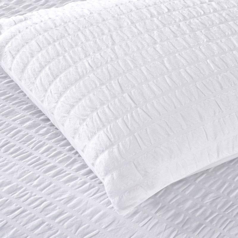 Oversized King White Cotton Seersucker Duvet Cover Set