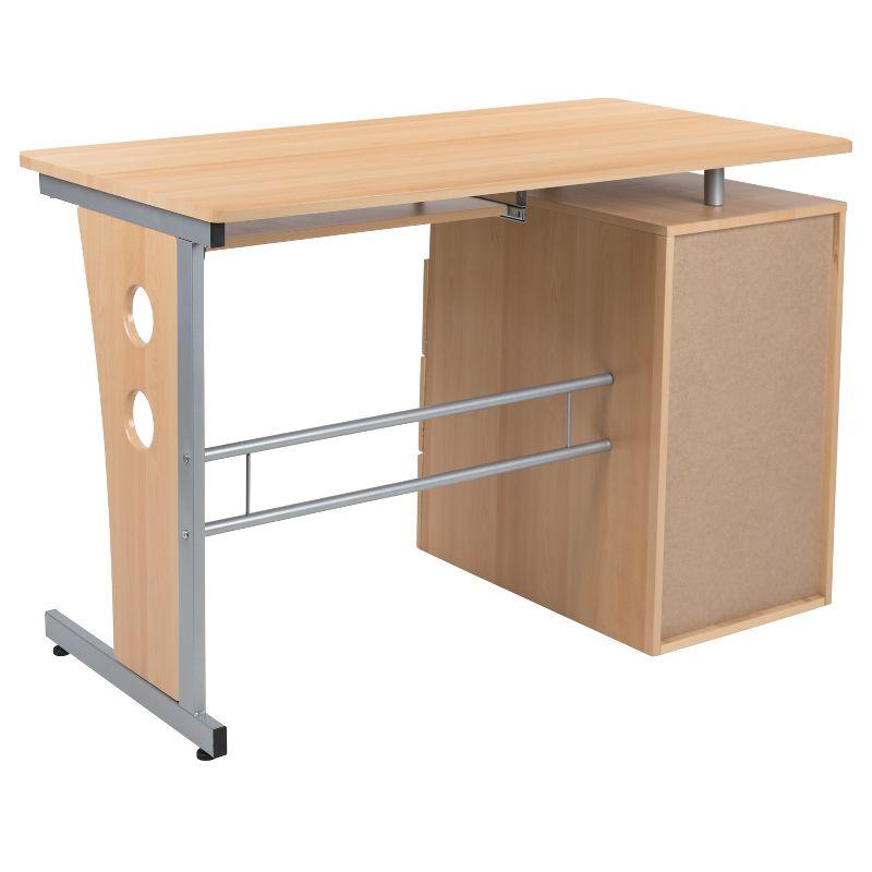 Emma and Oliver Maple Desk with Three Drawer Single Pedestal and Pull-Out Keyboard Tray