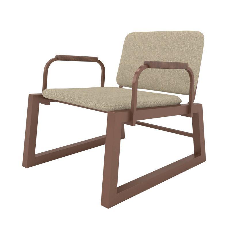 1.0 Whythe Low Accent Chair Natural Linen/Corten - Manhattan Comfort: Faux Leather, Steel Legs, No Assembly Required