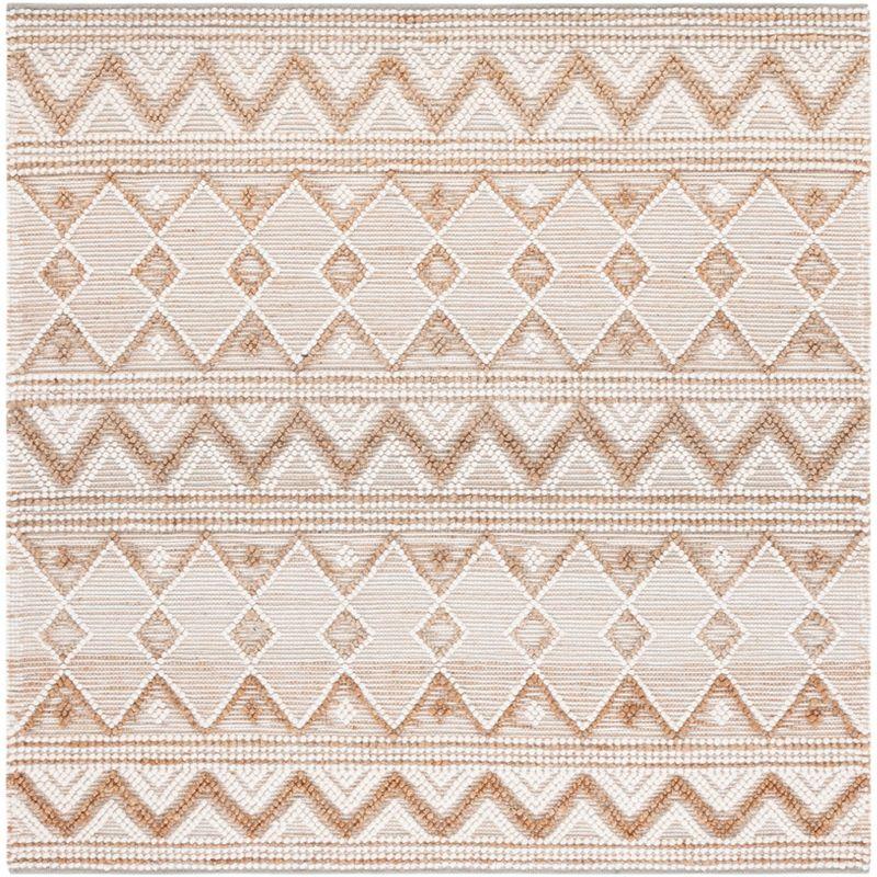 Ivory Hand-Tufted Wool Square Area Rug