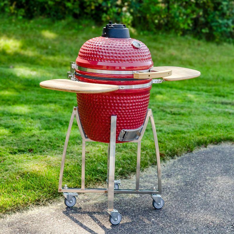 Mullite Kamado Grill with Wheels and Side Tables