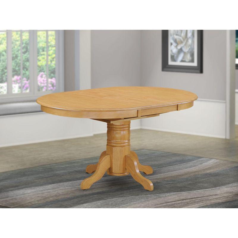 East West Furniture AVT-OAK-TP a Pedestal Oval Table with 18" Butterfly leaf, Oak