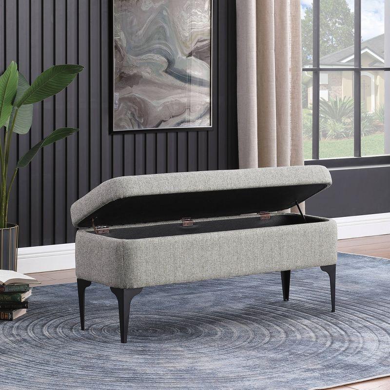 Large Modern Storage Bench Sustainable Gray Woven - HomePop