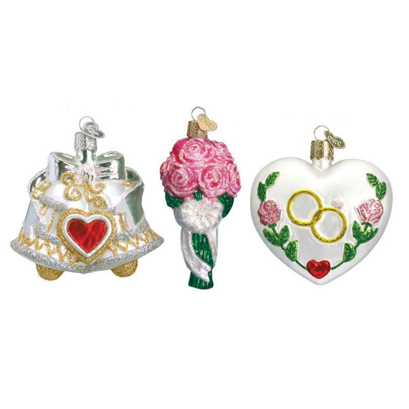 Old World Christmas 4.25 In Wedding Collection Ornament Set/6 Bride Groom Glass Tree Ornaments