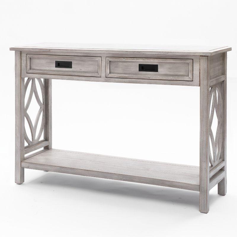 LuxenHome Gray Wood 2-Drawer 1-Shelf Console and Entryway Table