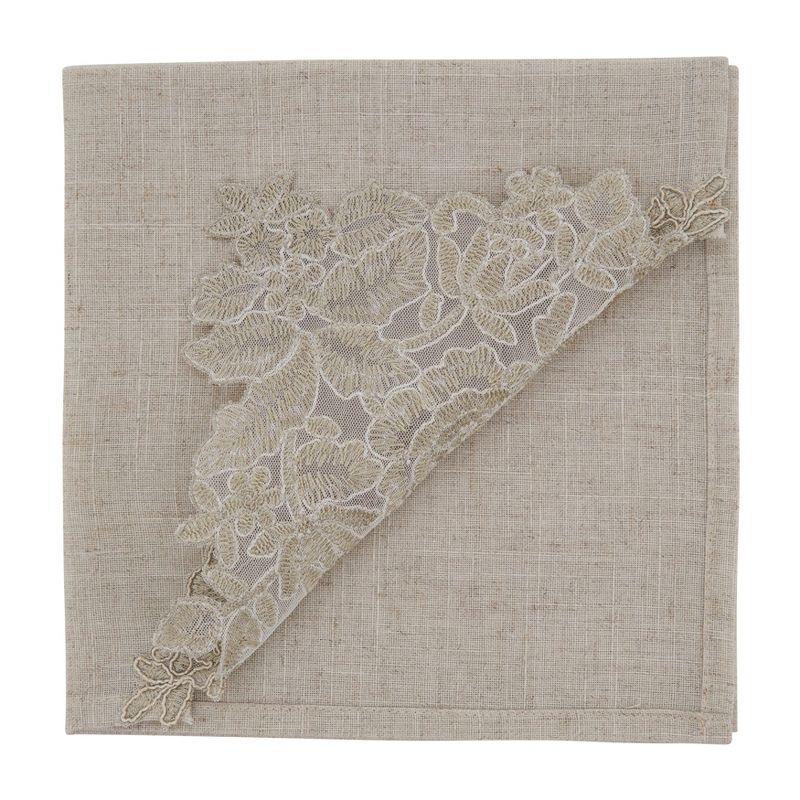 Saro Lifestyle Embroidered Design Lace Napkin and Placemat Set -  ( 1 placemat and 1 napkin)