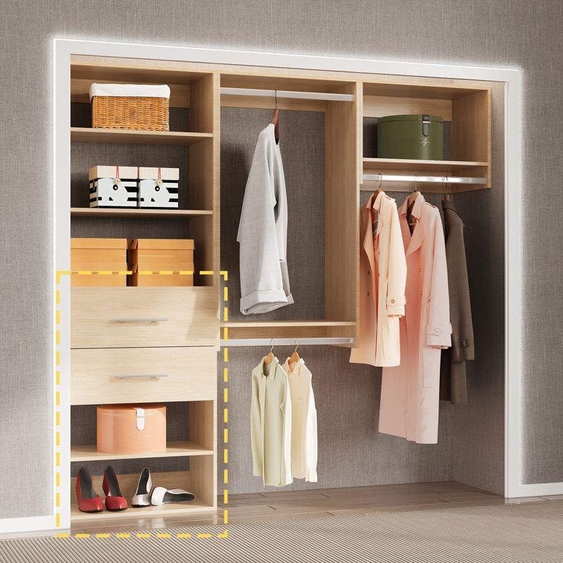 Light Brown Wood Short Tower Closet Organizer with Drawers