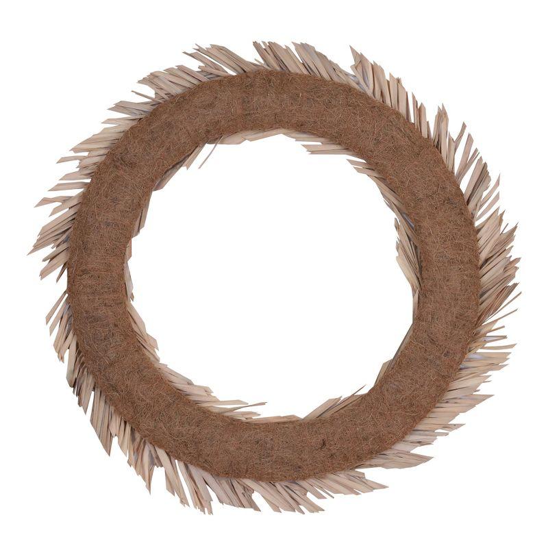 Vickerman Natural Botanicals 24" Bleached Canna Leaf Wreath. This wreath measures 24 inches in diameter. It features bleached canna leaves on a coco