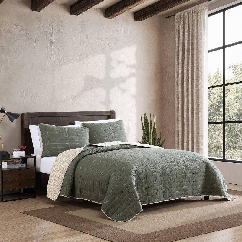 Eddie Bauer Eddie Bauer Troutdale Green Cotton Reversible Quilt Set