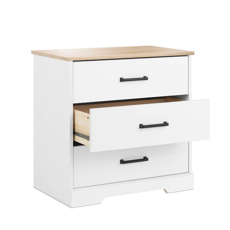 Prepac Rustic Ridge Farmhouse 3 Drawer Nightstand White/Oak