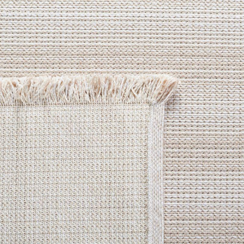 Boho-Mod Ivory/Beige Stripe Square Area Rug - Synthetic Blend