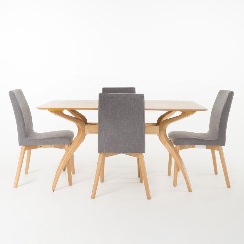 5pc Orrin 60" Curved Leg Dining Set Dark Gray/Oak Brown - Christopher Knight Home: Mid-Century, Upholstered Chairs