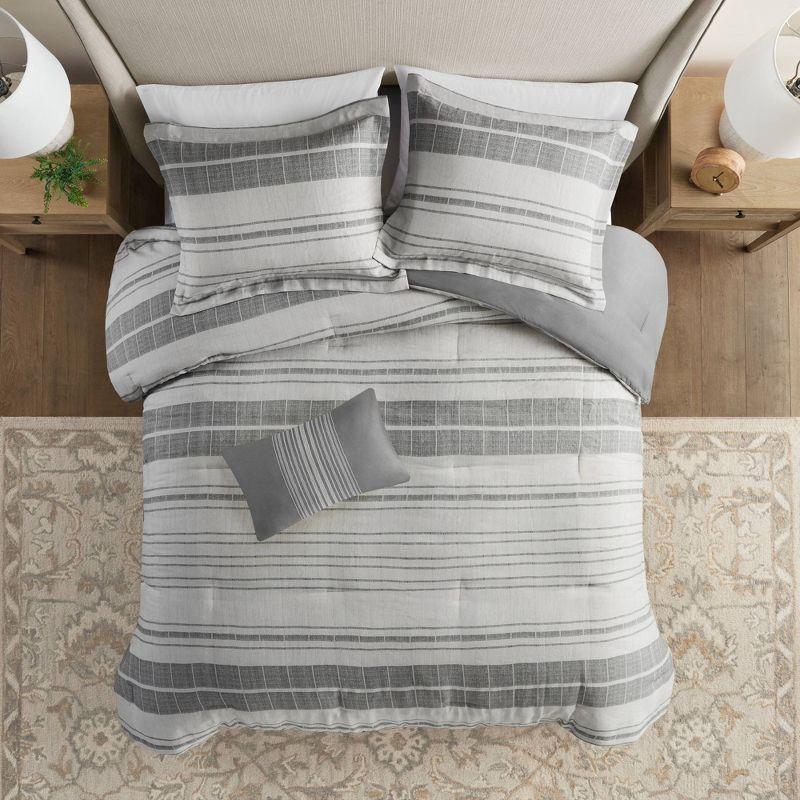 Rhodes Cotton Blend Striped Comforter Set with Throw Pillow