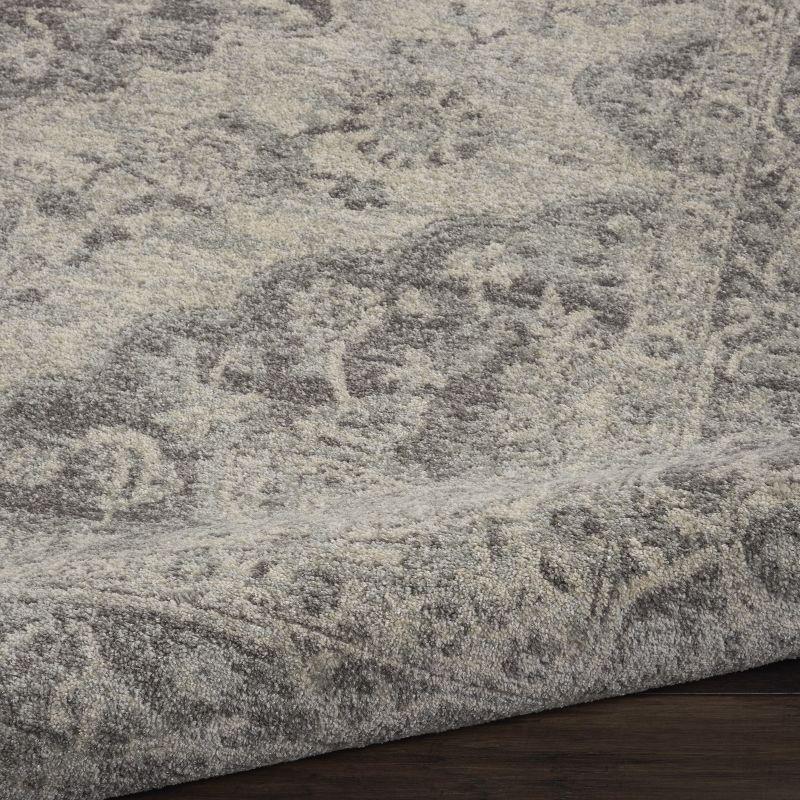 Ivory and Grey Synthetic Rectangular 6' x 9' Area Rug