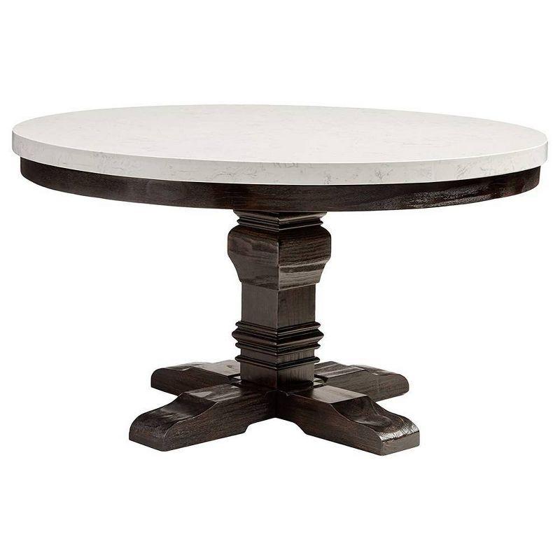 Acme Furniture 54" Nolan Dining Table White Marble/Salvage Dark Oak: 4-Seater, Wood Base, Non-Extendable