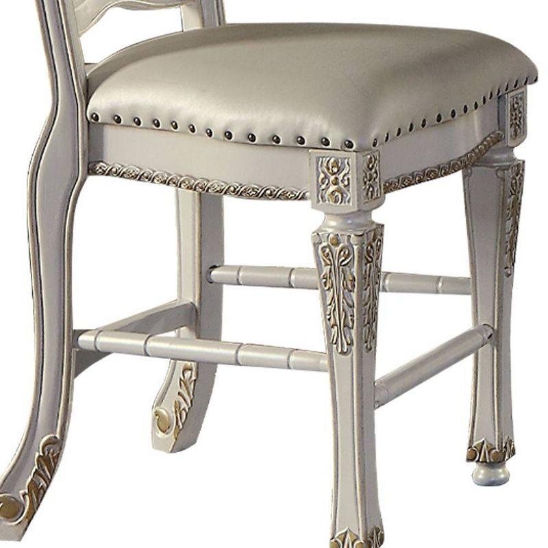 20" Vendome Dining Chair Antique Pearl Finish - Acme Furniture: Elegant Leather Upholstery, Nailhead Trim, Wood Frame