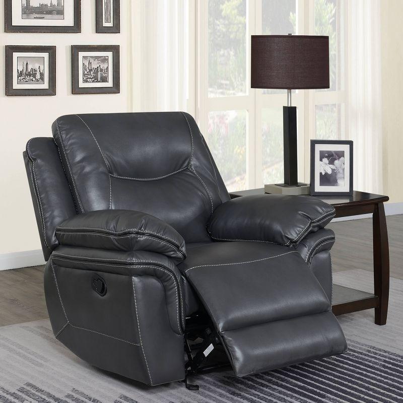 Steve Silver Co. Isabella Upholstered Side Lever Recliner Chair Gray : Faux Leather, Plywood & Iron Frame, 250lb Capacity