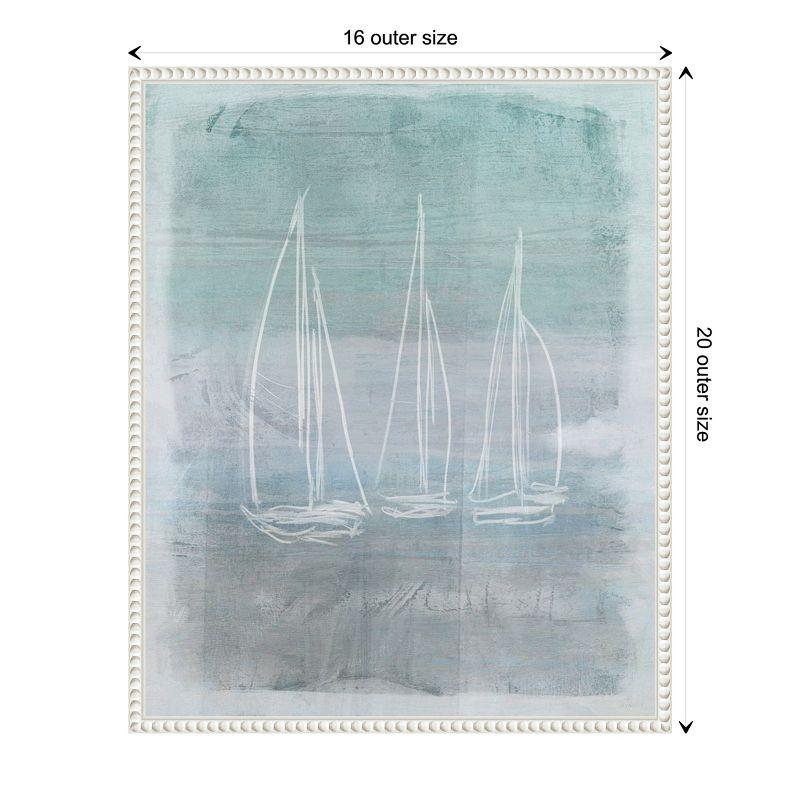 Nautical Beaded Framed Abstract Sailboat Canvas Art