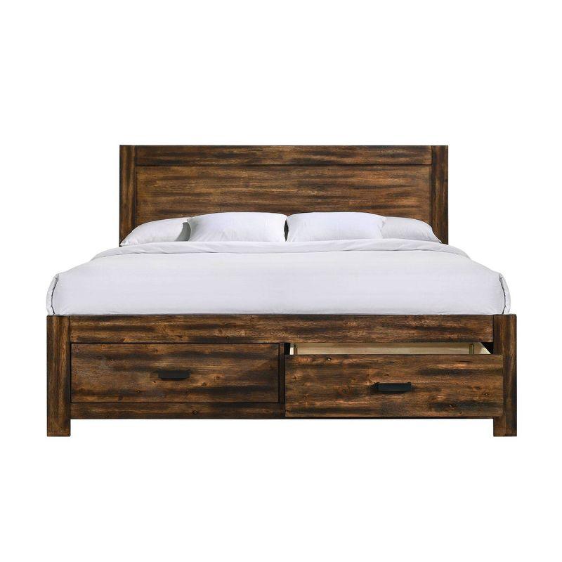 Rustic Chestnut King Storage Bed with Espresso Knobs