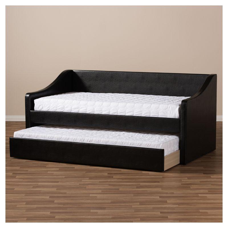 Twin Barnstorm Modern and Contemporary Fabric Upholstered Daybed with Guest Trundle Bed - Baxton Studio