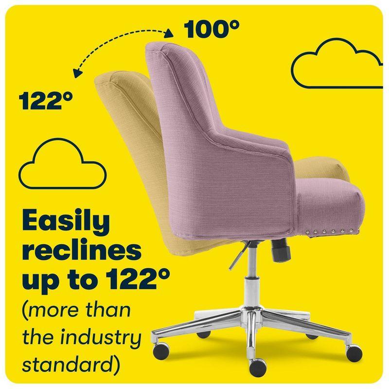 Serta Style Leighton Home Office Chair Fresh Lilac : Upholstered, Adjustable, with Fixed Arms & Wood Frame