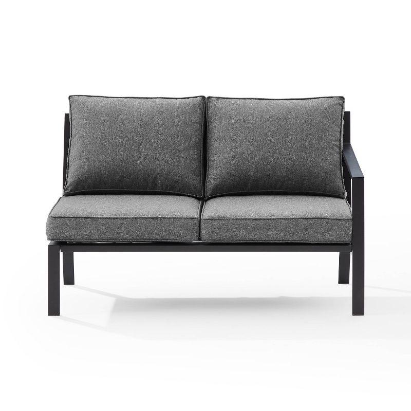 Clark Outdoor Steel Right Side Loveseat Charcoal/Matte Black - Crosley