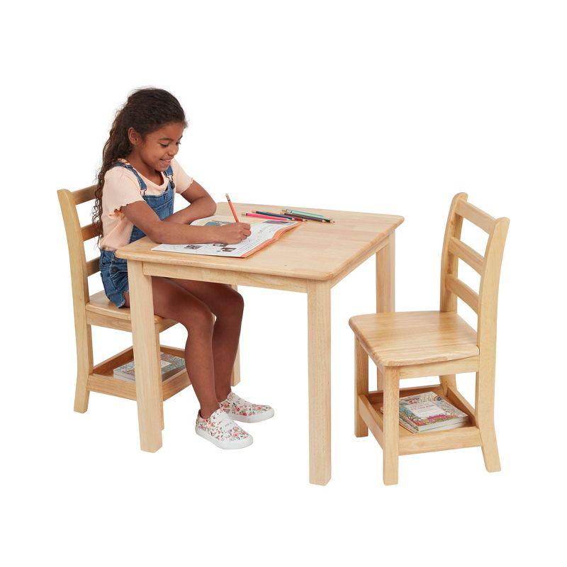 Natural Rubberwood Ladderback Kids Chairs with Storage, 2-Pack