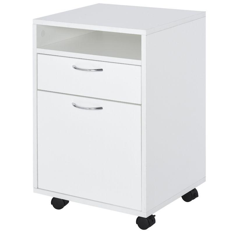 Latitude Run® Mobile Storage Cabinet Organizer with Drawer and Cabinet, Printer Stand with Castors