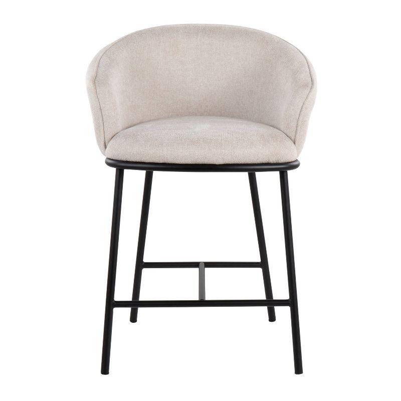 Set of 2 Ashland Counter Height Barstools Cream - LumiSource: Upholstered, Steel Frame, Foam Filled, Fixed Height