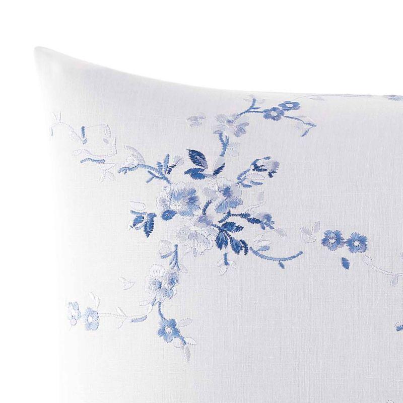 Laura Ashley Charlotte Blue Cotton Embroidered Throw Pillow