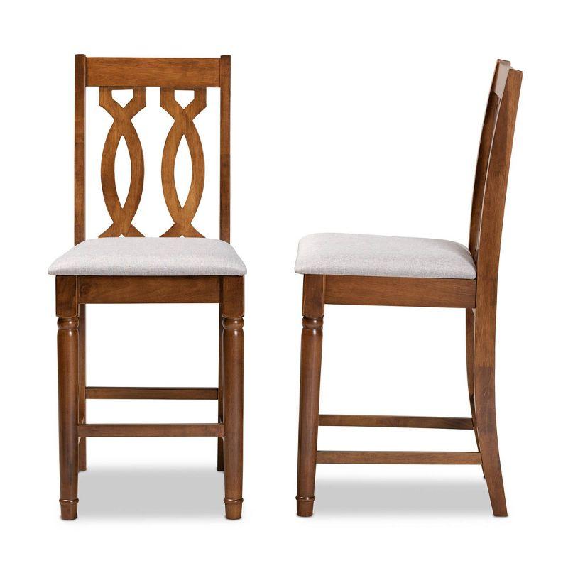 2pc Darcie Wood Counter Height Barstool Set Gray/Brown - Baxton Studio: Upholstered, Oak Frame, Fixed Height