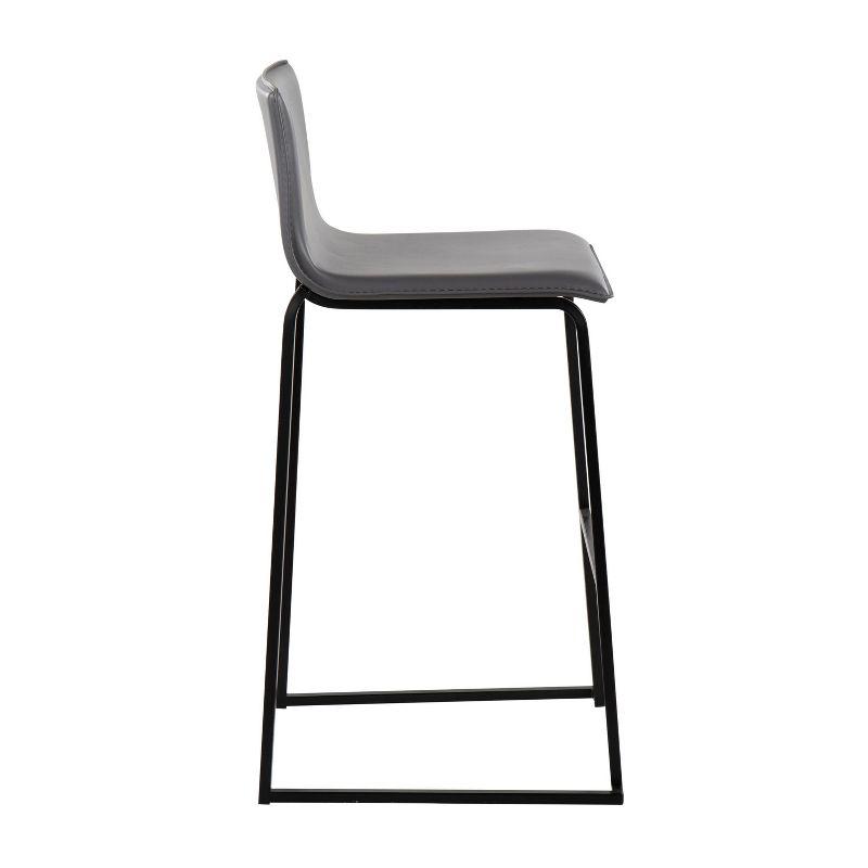 Set of 2 Mara Upholstered Barstools Gray/Black - Lumisource: Modern, Fixed Height, Faux Leather, Steel Base