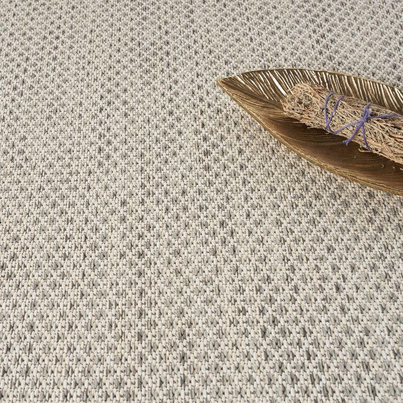 Nourison 5' x 5' Courtyard Modern Easy Care Flatweave Indoor Outdoor Round Rug Ivory/Silver