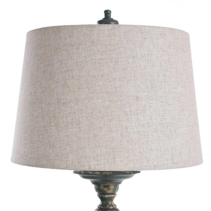 64" 3-way Distressed Floor Lamp with Heather Oatmeal Hardback Fabric Shade Blue - StyleCraft