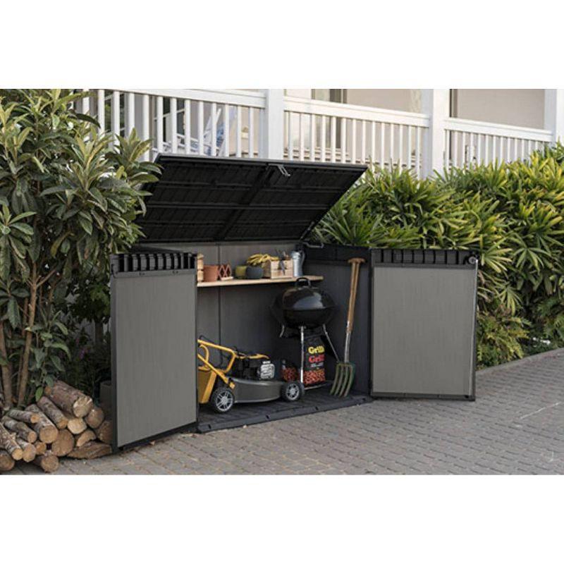 Keter Premier Jumbo 6.2x4.3 ft. Horizontal Durable Resin Outdoor Storage Shed With Floor and Double Doors for Garden Patio Furniture and Tools