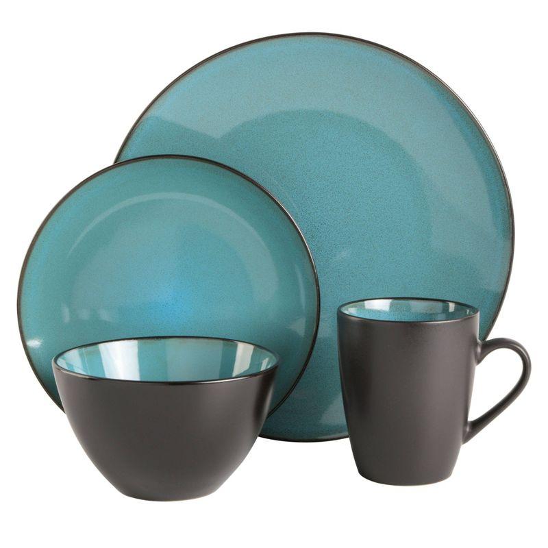 Teal Porcelain Square Dinnerware Set, Service for 4