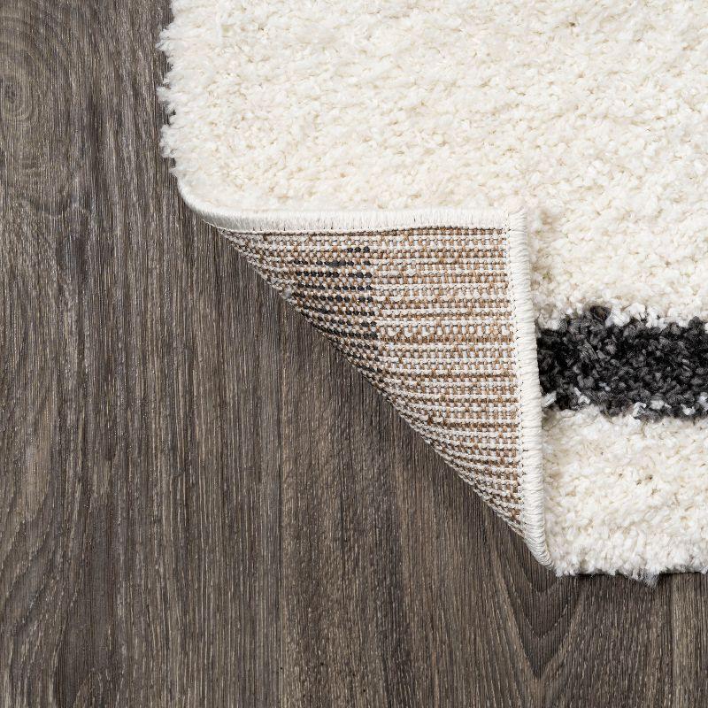 2'x10' Alaro Berber Stripe Shag Runner Rug, White - JONATHAN Y