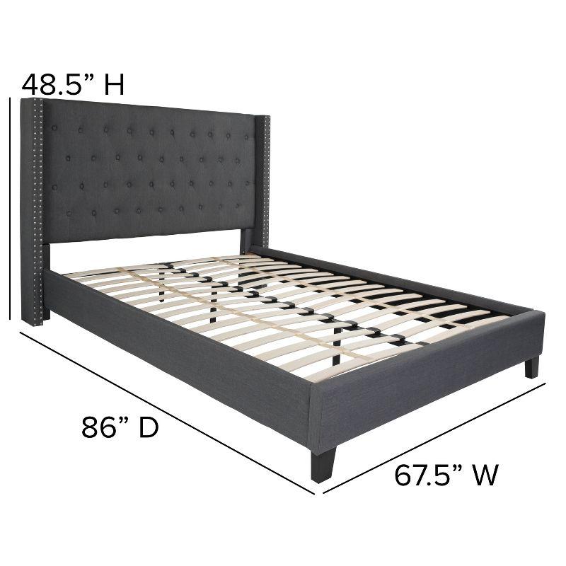 Flash Furniture Riverdale Queen Size Tufted Upholstered Platform Bed in Dark Gray Fabric