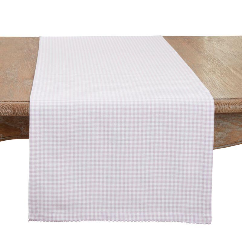 Gray Cotton Gingham Rectangle Table Runner