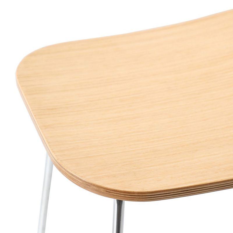 Leisuremod Melrose Modern Barstool with MDF seat in Chrome Base, Natural Wood