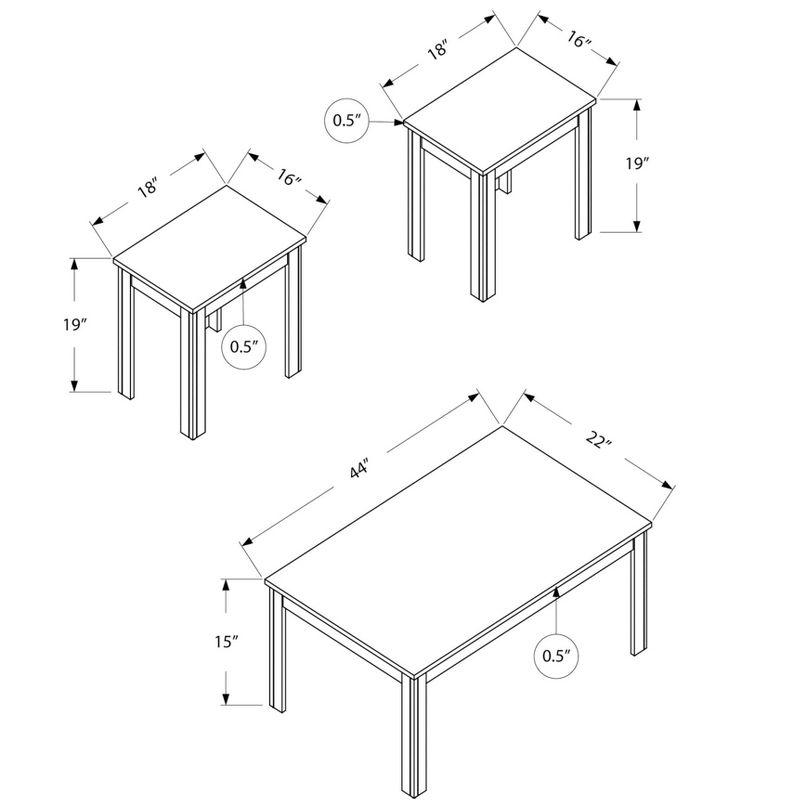 Monarch Specialties Table Set 3Pcs Set Coffee End Side Accent Living Room Laminate Brown Transitional