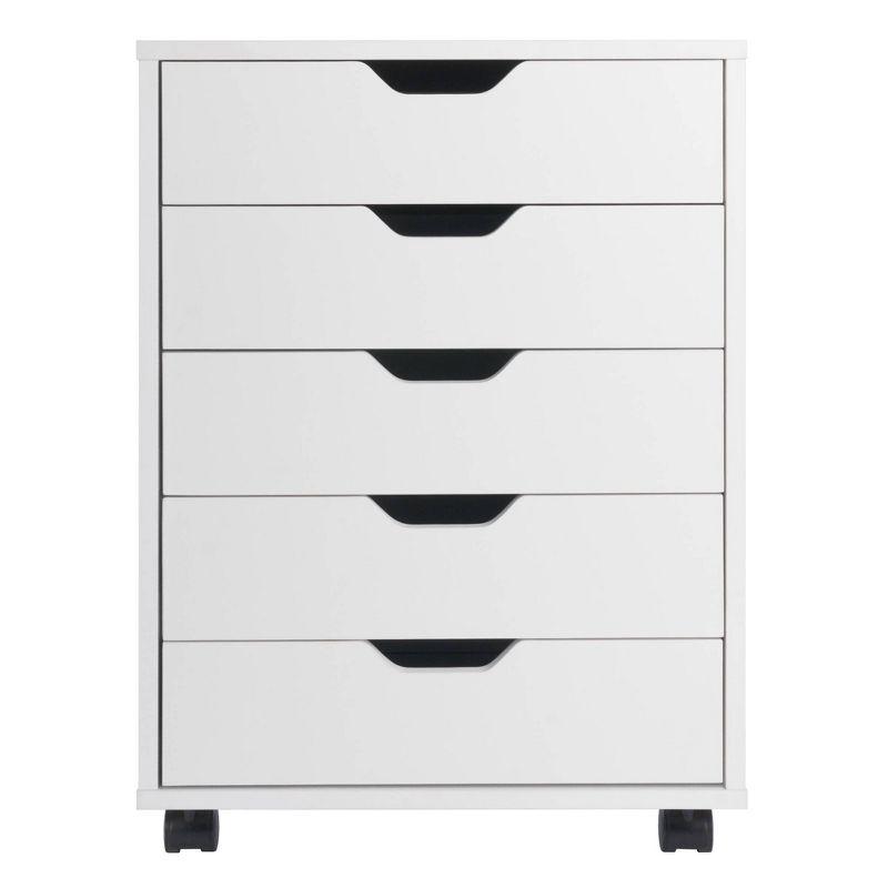 Halifax 5 Drawer Cabinet with Casters White - Winsome: Office Furniture Storage, Printer Stand