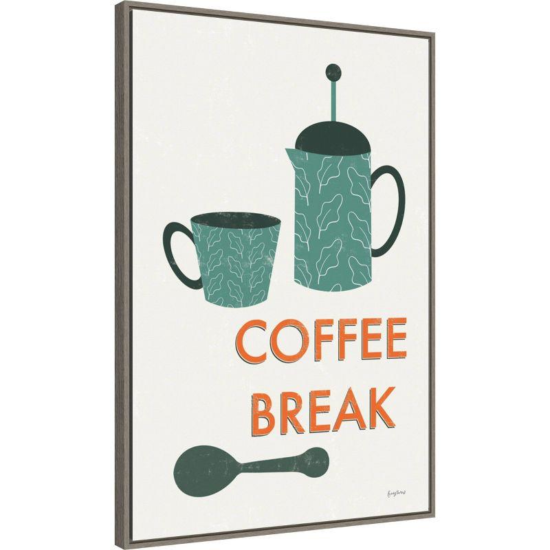 23" x 33" Teal and Orange Retro Coffee Break Framed Canvas Print