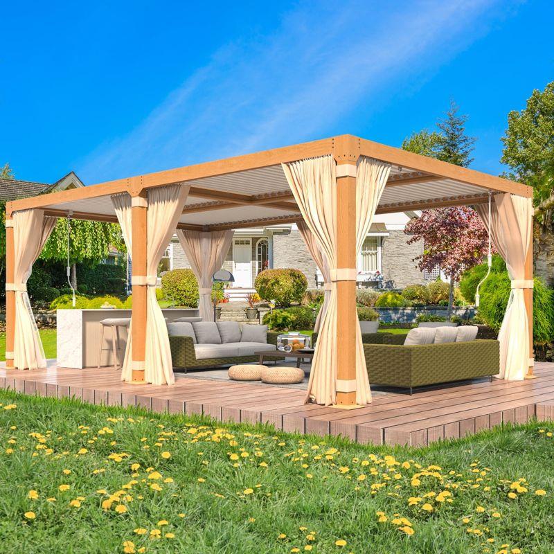 Erommy 12' x 20' Outdoor Louvered Pergola with Adjustable Aluminum Frame Rainproof Roof