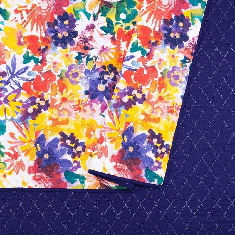 Garden in Bloom Purple Cotton Full Quilt Set