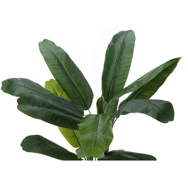 Monarch Specialties Artificial Plant 55 inch Tall Banana Tree Indoor Faux Fake Floor Greenery Potted Real Touch Decorative Green Leaves Black Pot