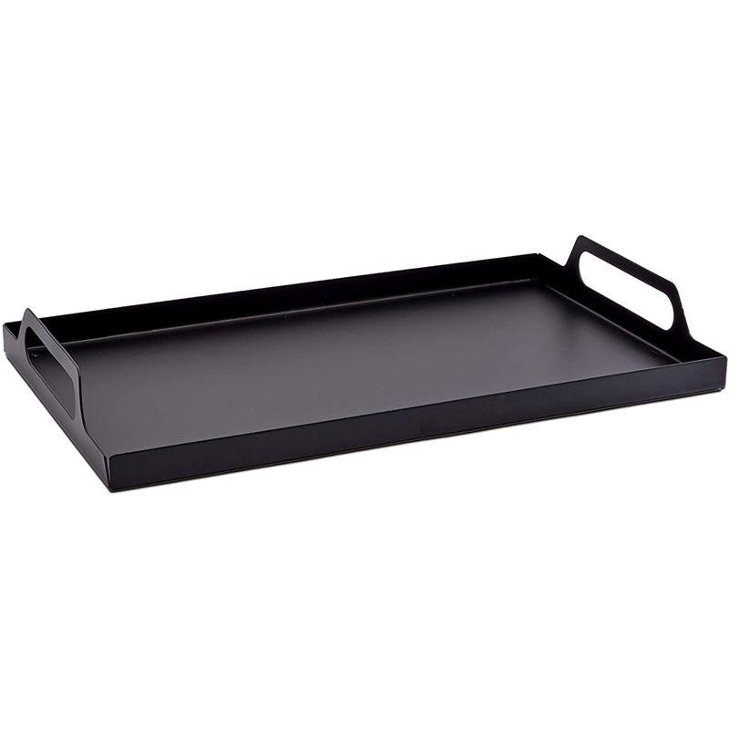 Farmlyn Creek Black Metal Serving Tray with Handles for Coffee Table, Living Room, Rustic Style Home Decor (15 x 9 x 2 In)